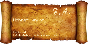 Hohner Andor névjegykártya
